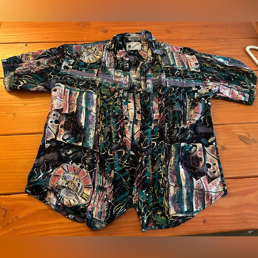 Vintage 90s Abstract button up single needle tailoring Goouch
